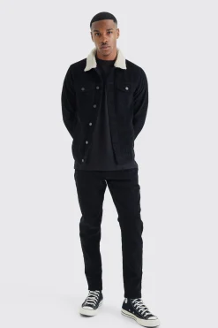 Fixed Waist Tapered Cord Trouser | BoohooMAN UK