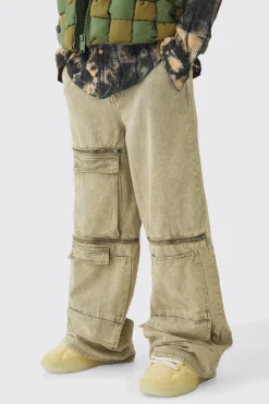 Fixed Waist Washed Baggy Extreme Cargo Trouser | BoohooMAN UK