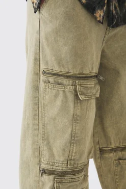 Fixed Waist Washed Baggy Extreme Cargo Trouser | BoohooMAN UK