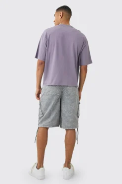 Fixed Waist Washed Cargo Jort | BoohooMAN UK