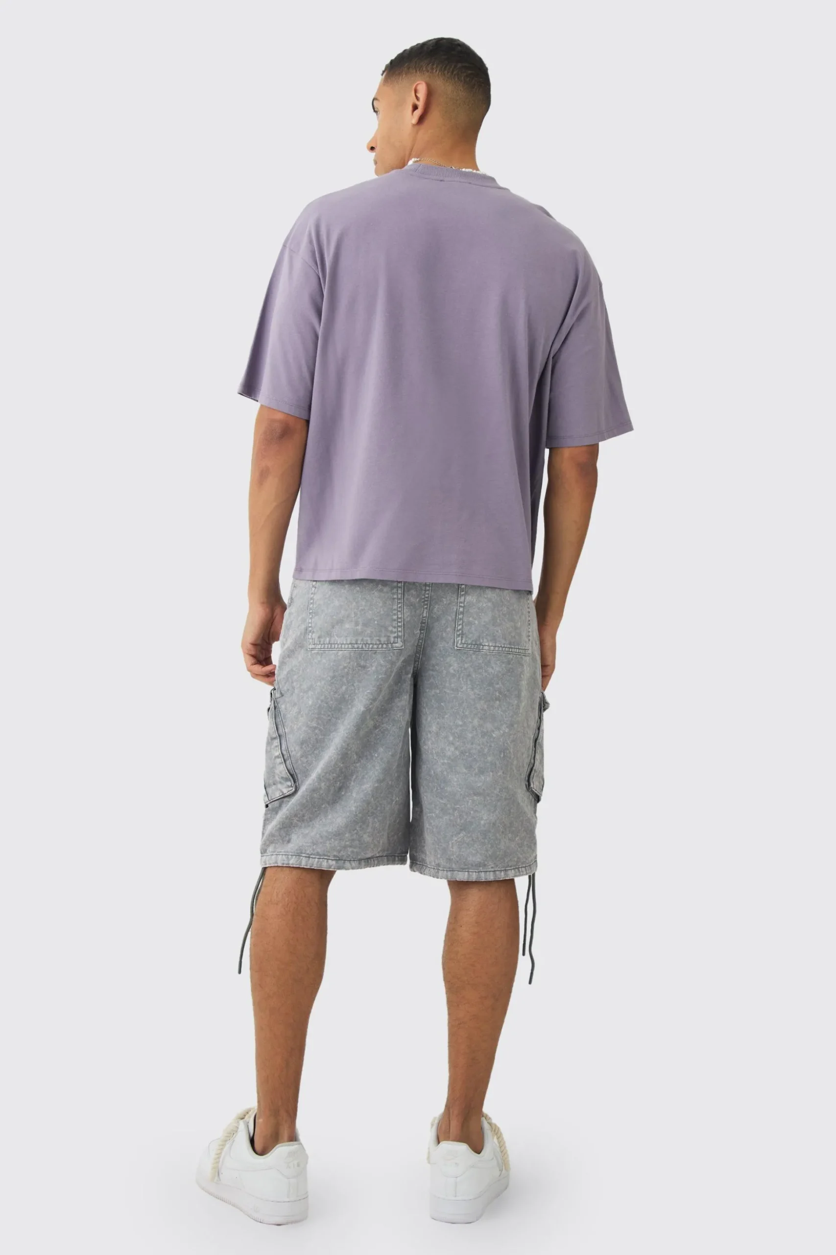 Fixed Waist Washed Cargo Jort | BoohooMAN UK