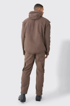 Fixed Waist Washed Nylon Cargo Trousers | BoohooMAN UK