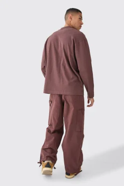Fixed Waist Washed Parachute Trousers | BoohooMAN UK