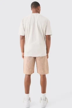 Fixed Waist Washed Relaxed Short | BoohooMAN UK