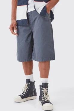 Fixed Waist Washed Twill Jorts | BoohooMAN UK
