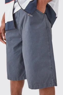 Fixed Waist Washed Twill Jorts | BoohooMAN UK