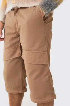 Fixed Waist Zip Off Baggy Trouser | BoohooMAN UK