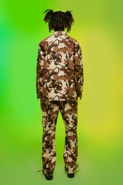 Fixed Waistband Ripstop Straight Leg Camo Trouser | BoohooMAN UK