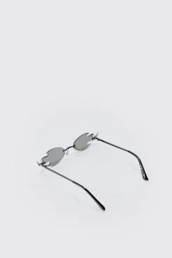 Flame Rimless Sunglasses In Orange | BoohooMAN UK