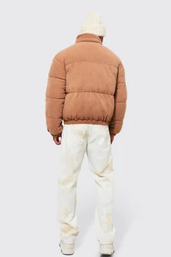 Fleece Boxy Funnel Neck Puffer | BoohooMAN UK