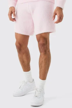 Fluffy Relaxed Short In Light Pink | BoohooMAN UK