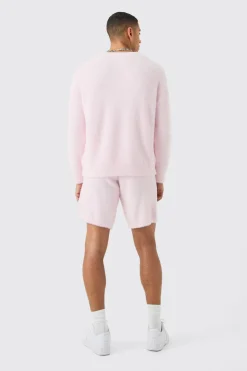 Fluffy Relaxed Short In Light Pink | BoohooMAN UK