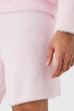 Fluffy Relaxed Short In Light Pink | BoohooMAN UK