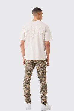 Forest Camo Slim Stacked Multi Cargo Trouser | BoohooMAN UK