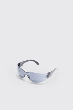 Frameless Plastic Sunglasses In Black | BoohooMAN UK