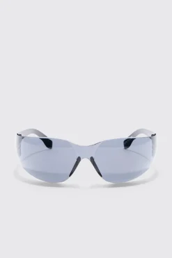 Frameless Plastic Sunglasses In Black | BoohooMAN UK