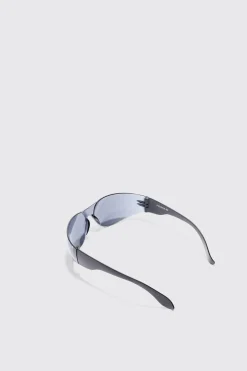 Frameless Plastic Sunglasses In Black | BoohooMAN UK