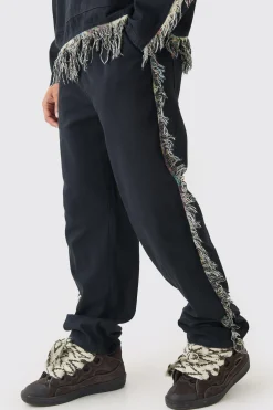 Frayed Baggy Fit Trousers | BoohooMAN UK