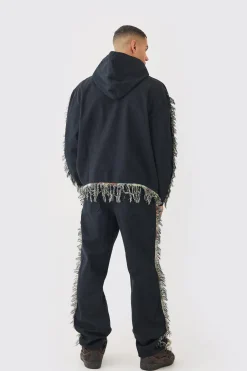 Frayed Baggy Fit Trousers | BoohooMAN UK