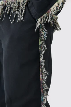 Frayed Baggy Fit Trousers | BoohooMAN UK