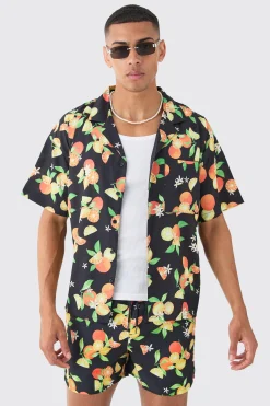 Fruit Shirt & Swim Short Set | BoohooMAN UK