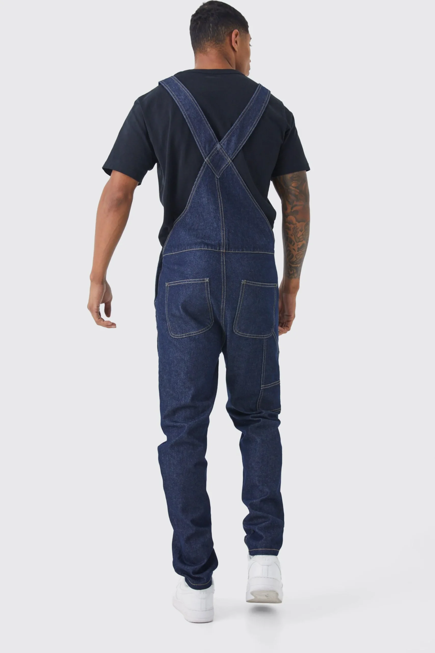 Full Length Denim Dungarees | BoohooMAN UK