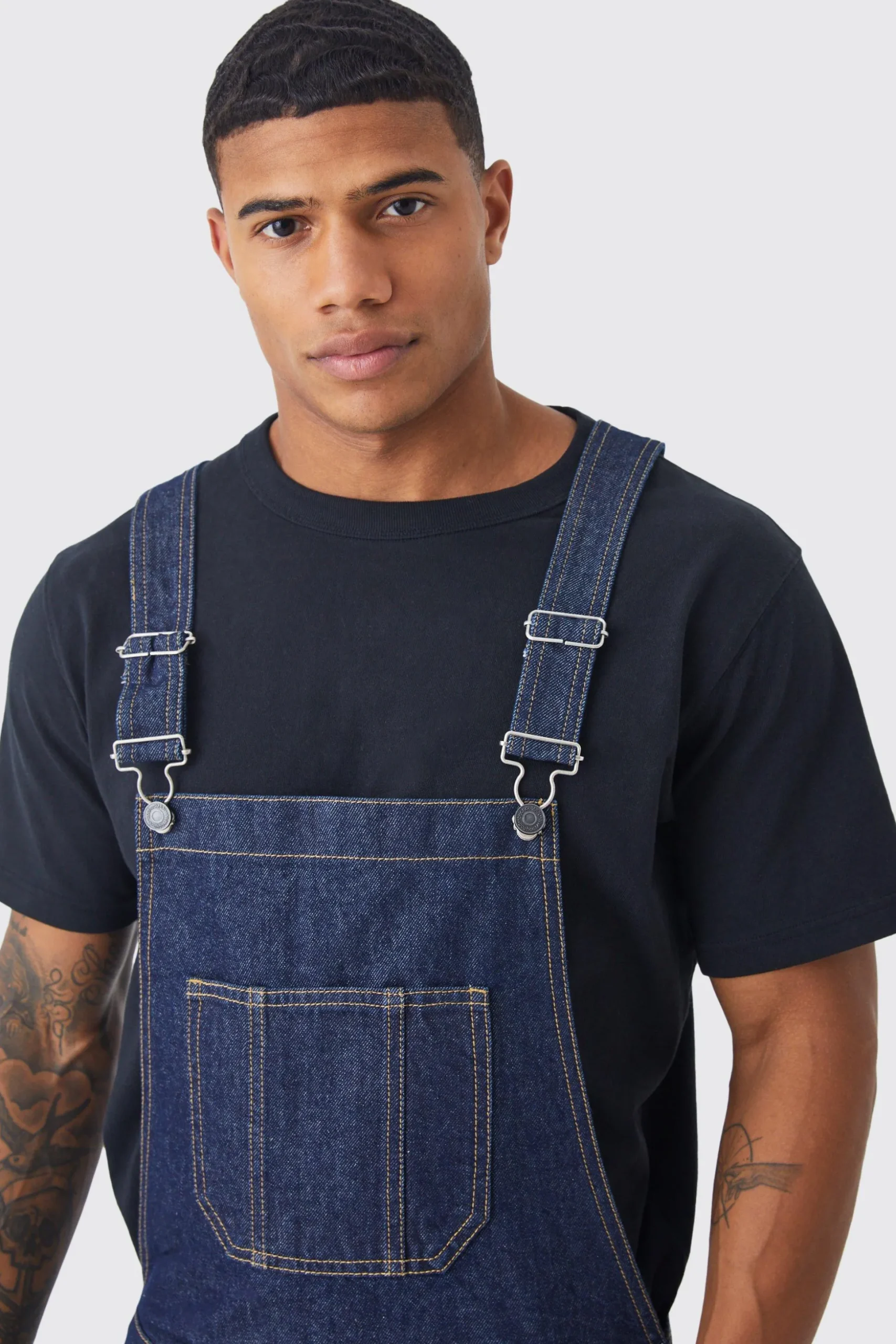 Full Length Denim Dungarees | BoohooMAN UK