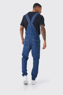 Full Length Denim Dungarees | BoohooMAN UK