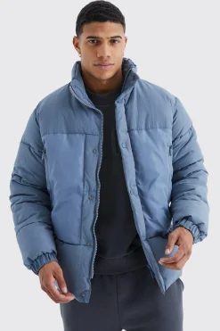 Funnel Neck Contrast Riptstop Puffer | BoohooMAN UK