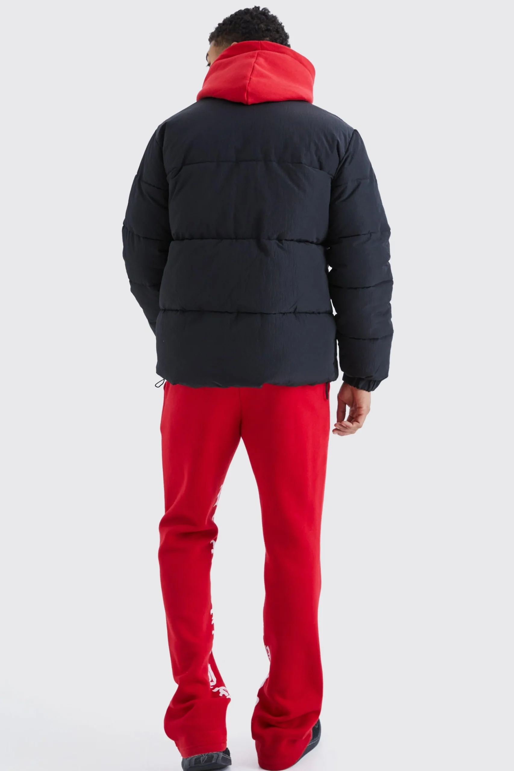 Funnel Neck Contrast Riptstop Puffer | BoohooMAN UK