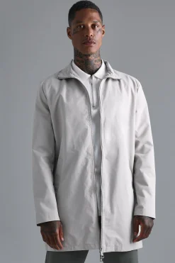 Funnel Neck Mac With Double Ended Zip | BoohooMAN UK