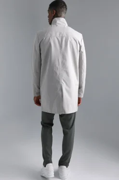 Funnel Neck Mac With Double Ended Zip | BoohooMAN UK