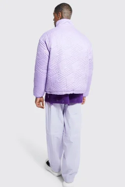 Funnel Neck Oversized Quilted Puffer | BoohooMAN UK