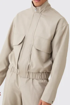 Funnel Neck Relaxed Fit Utility Smart Jacket | BoohooMAN UK