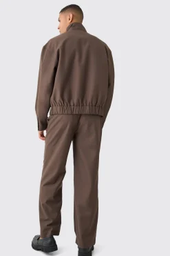 Funnel Neck Relaxed Fit Utility Smart Jacket | BoohooMAN UK