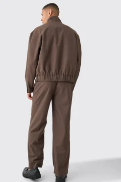Funnel Neck Relaxed Fit Utility Smart Set | BoohooMAN UK