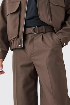 Funnel Neck Relaxed Fit Utility Smart Set | BoohooMAN UK