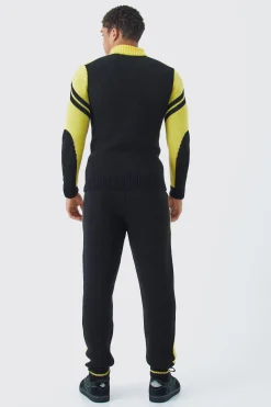 Funnel Neck Zip Through Knitted Jacket | BoohooMAN UK
