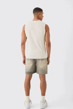 Game Over Printed Ribbed Tank | BoohooMAN UK