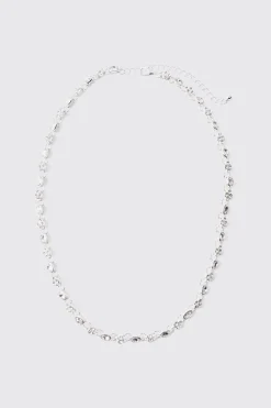 Gem Chain Necklace In Silver | BoohooMAN UK