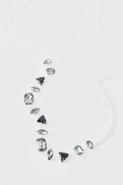 Gem Pendant Chain In Silver | BoohooMAN UK