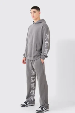 Gothic B Oversized Gusset Tracksuit | BoohooMAN UK