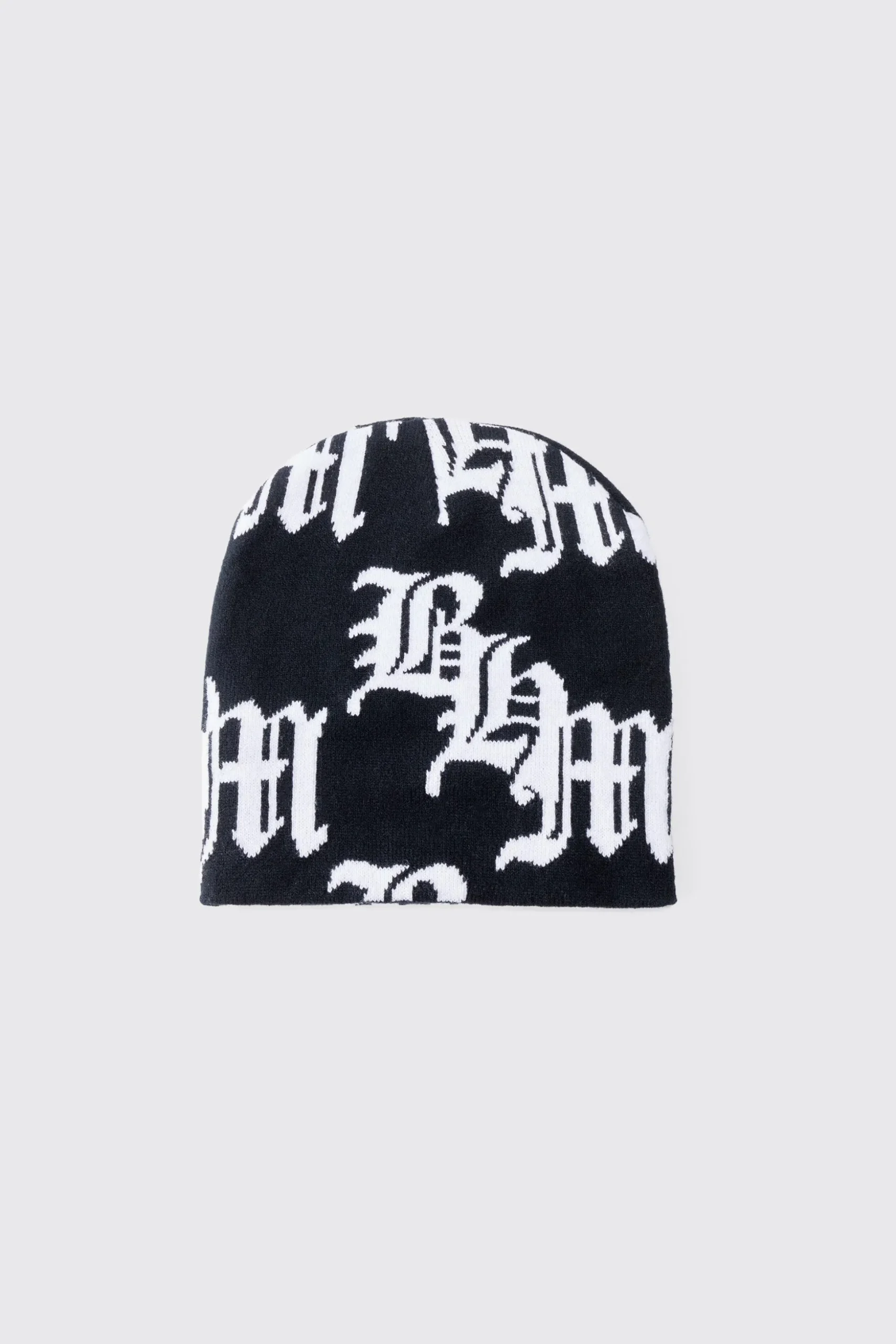 Gothic Logo Jacquard Beanie | BoohooMAN UK
