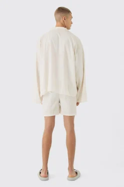 Gothic Print Kimono Shirt & Swim Short Set | BoohooMAN UK