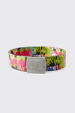 Graffiti Print Belt | BoohooMAN UK