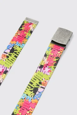 Graffiti Print Belt | BoohooMAN UK