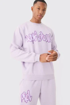 Graffiti Print Sweatshirt Tracksuit | BoohooMAN UK