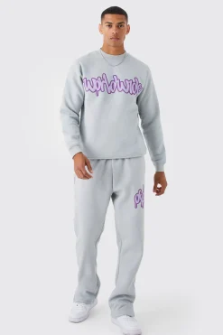 Graffiti Print Sweatshirt Tracksuit | BoohooMAN UK
