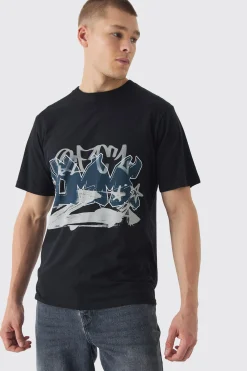 Graffiti Printed T-Shirt | BoohooMAN UK