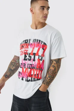 Grunge Varsity Printed T-Shirt | BoohooMAN UK